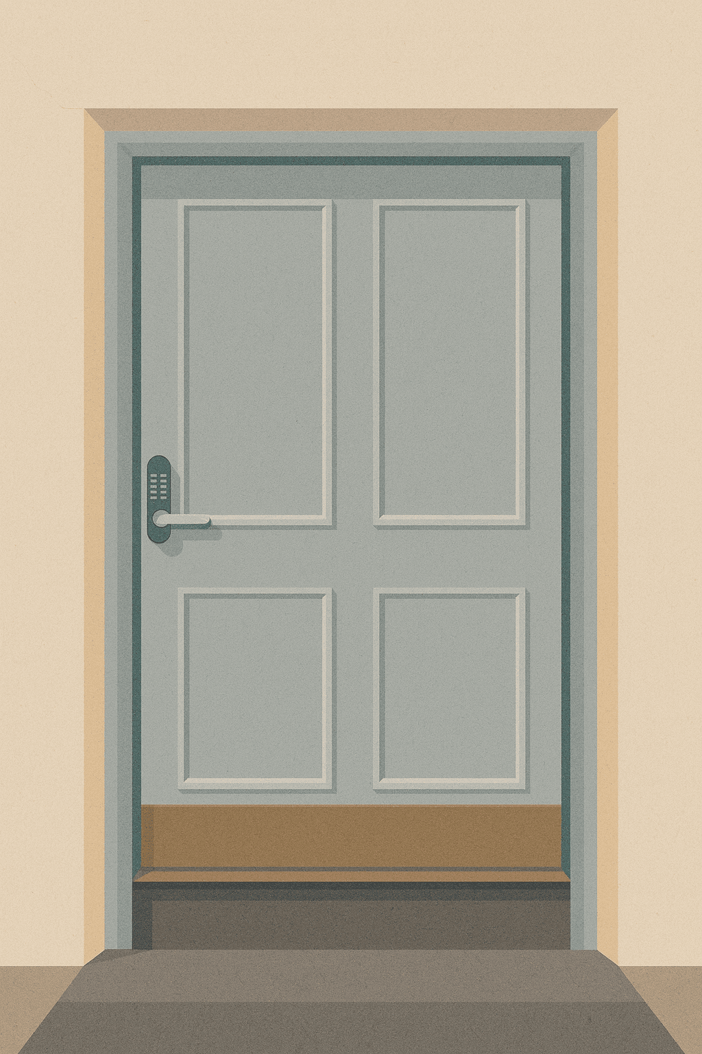 The pool entrance door and keypad