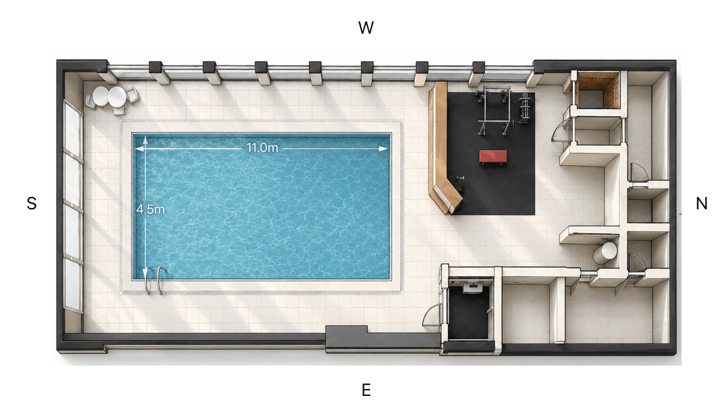 Floor plan of the James Square pool area